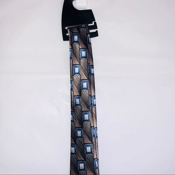 CLERICCI Mens Silk NECK TIE SQUARES %100 Authentic - Picture 5 of 8